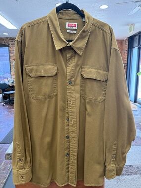 Wrangler Tan Work Button-Up Shirt